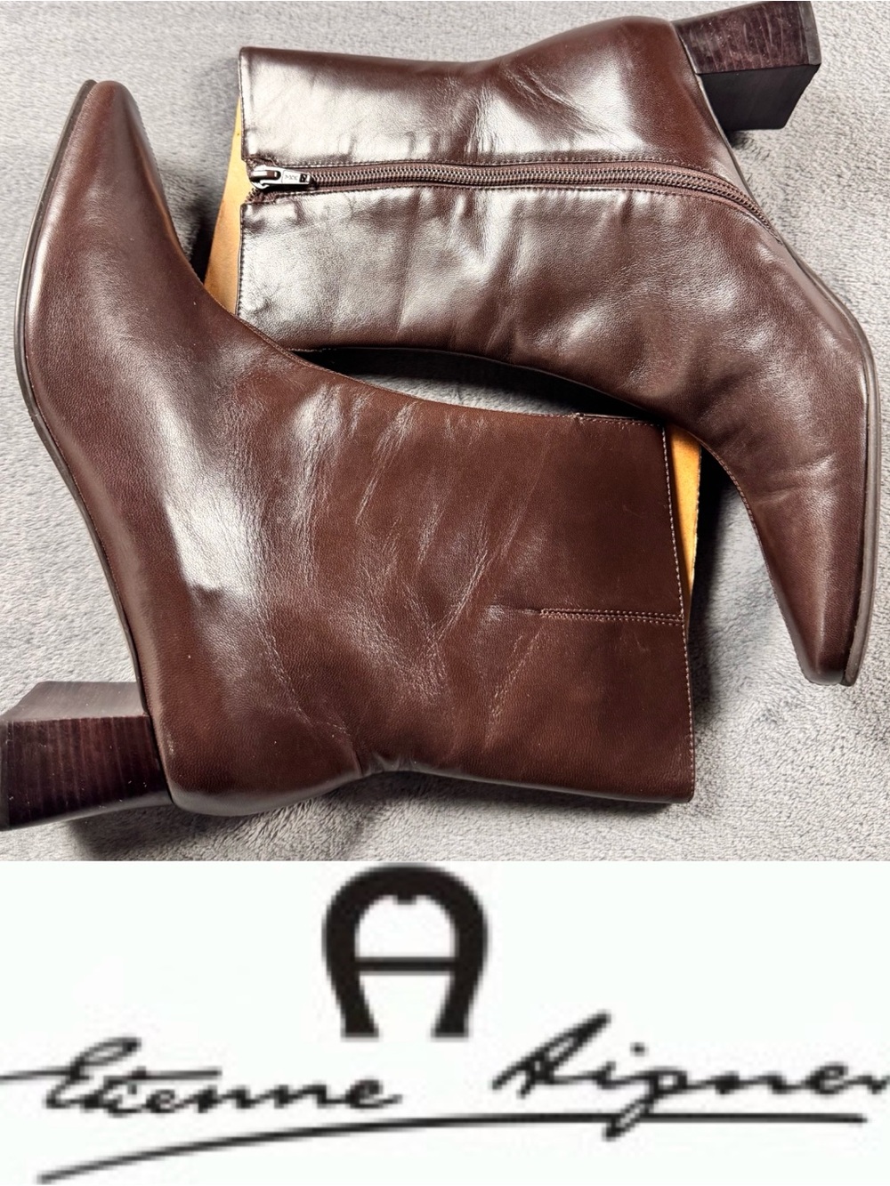 Etienne Aigner Passaic Brown Leather Heeled Boots